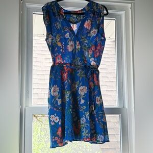 Yumi Kim Blue Floral Silk Wrap Dress